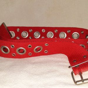 Red Canvas Webbing Belt With  Grommets Size 36